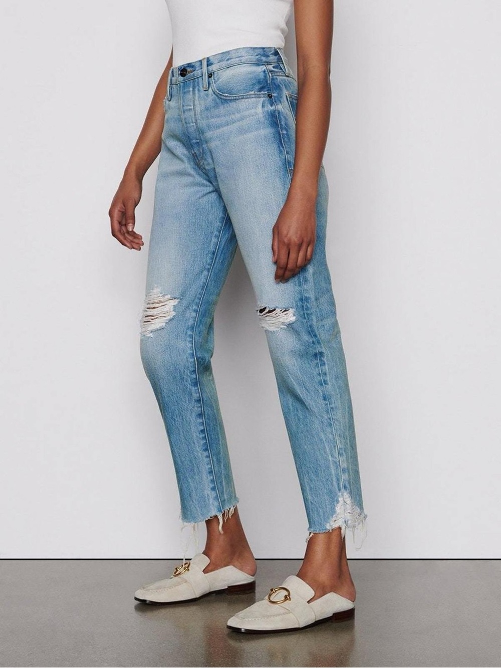 Frame Le Original in limelight chew Light Blue Distressed Jean sz 25